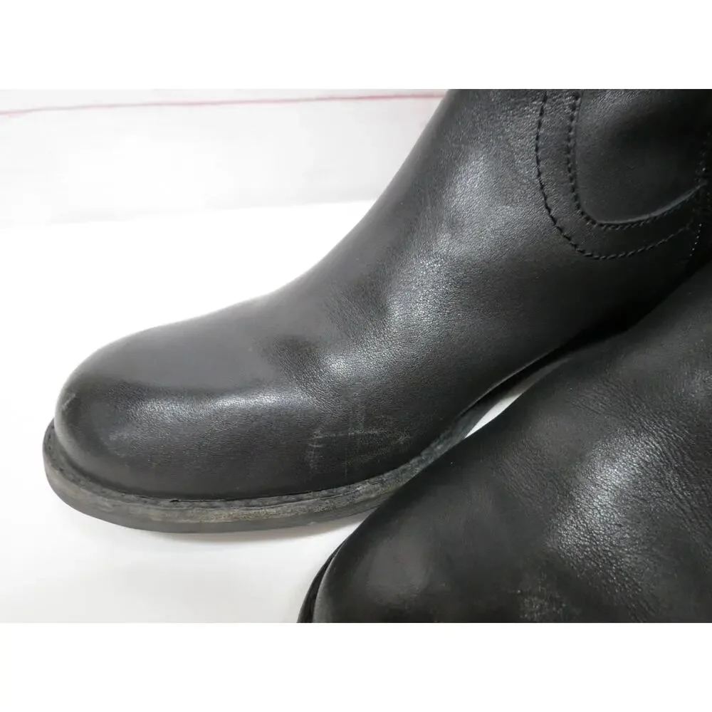 Lands' End Boots Womens 7.5 B Black Tall Leather Pull On